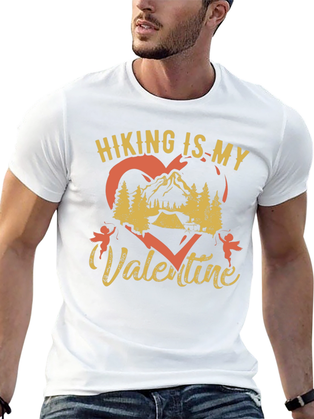Hiking Is My Valentine Black Graphic Tee