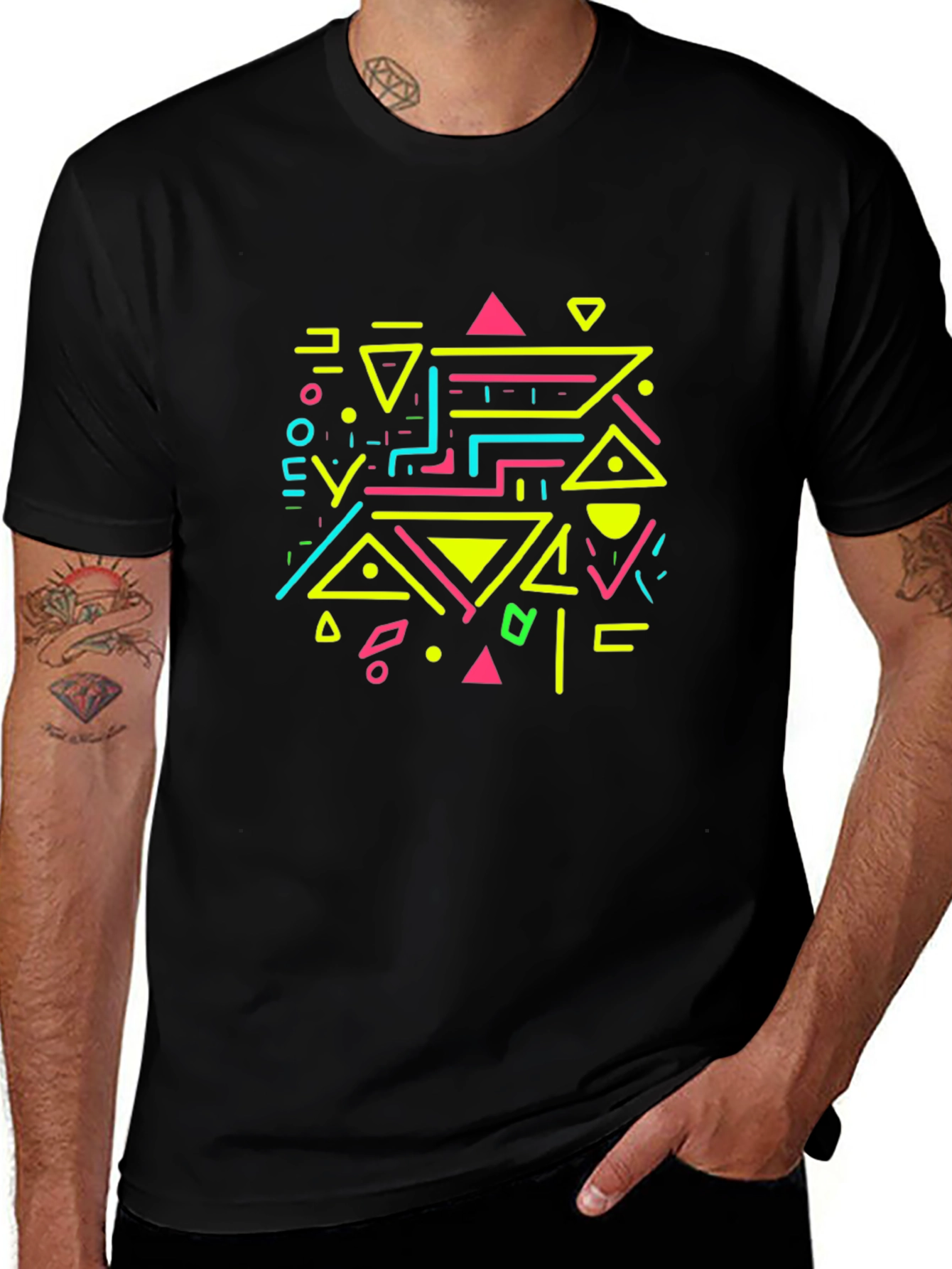 Retro Geometric Graphic Print T-Shirt