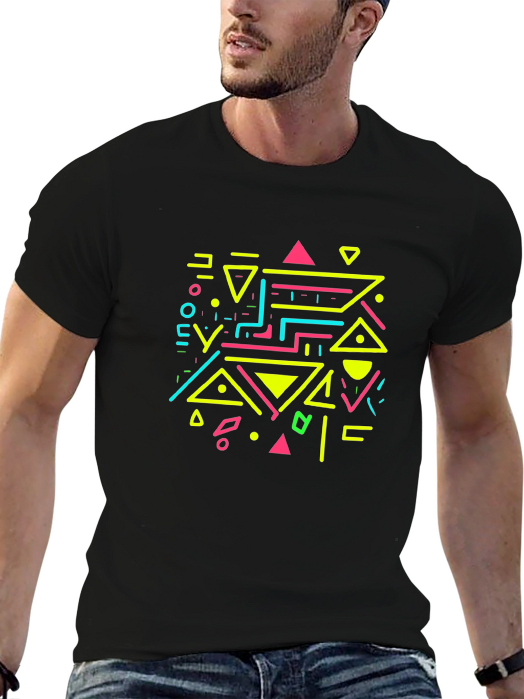 Retro Geometric Graphic Print T-Shirt
