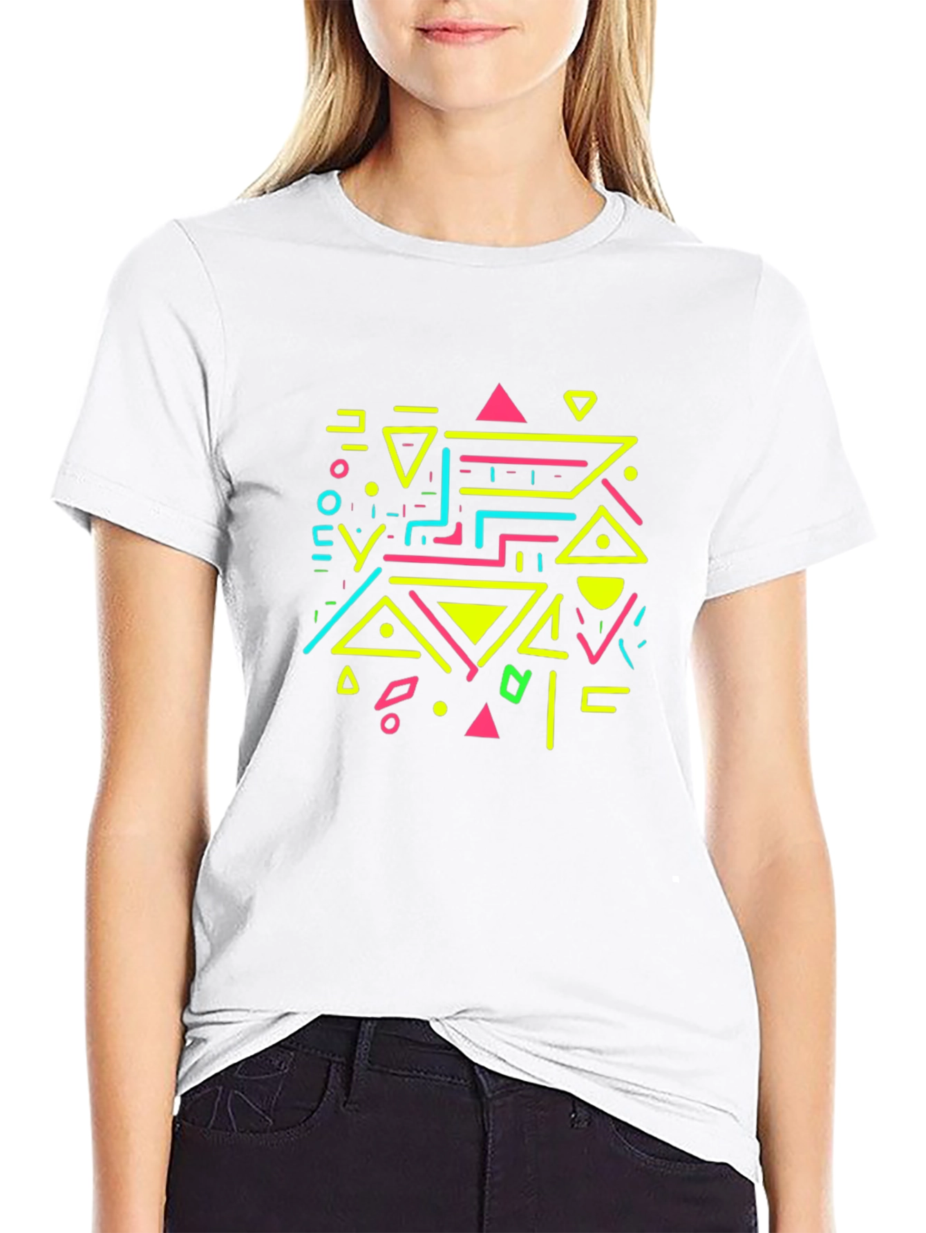 Retro Geometric Graphic Print T-Shirt
