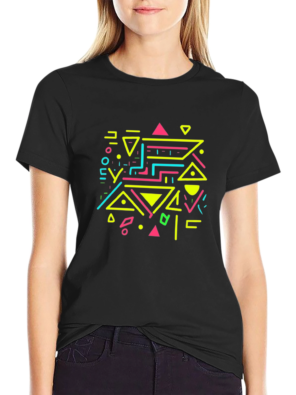Retro Geometric Graphic Print T-Shirt