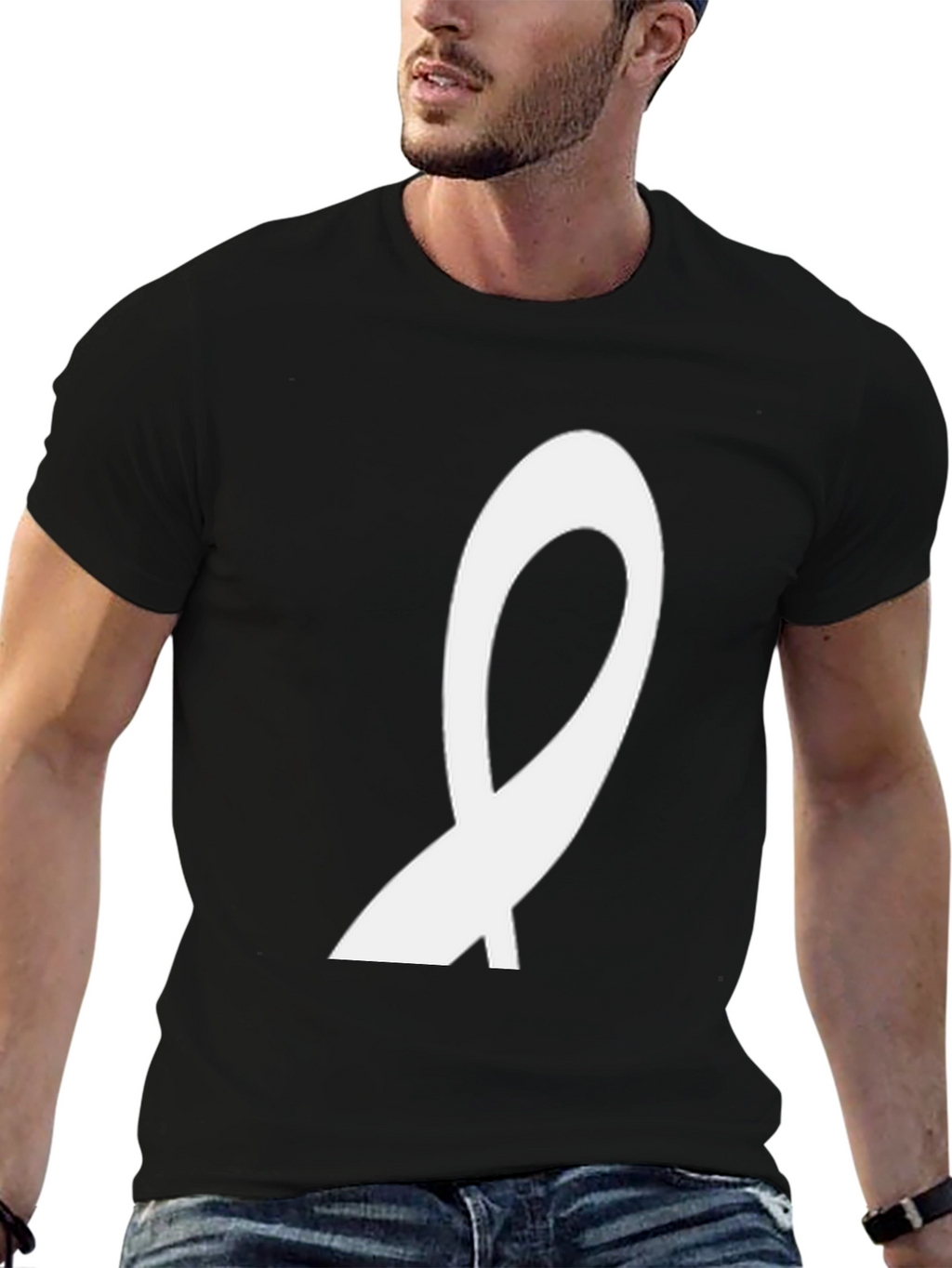 Black T-Shirt with Abstract White Design