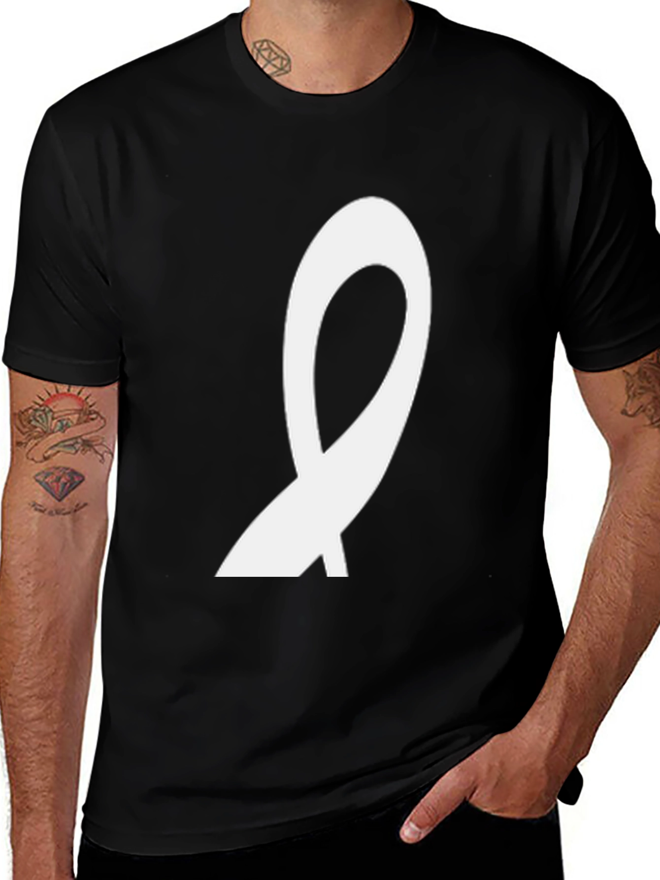 Black T-Shirt with Abstract White Design