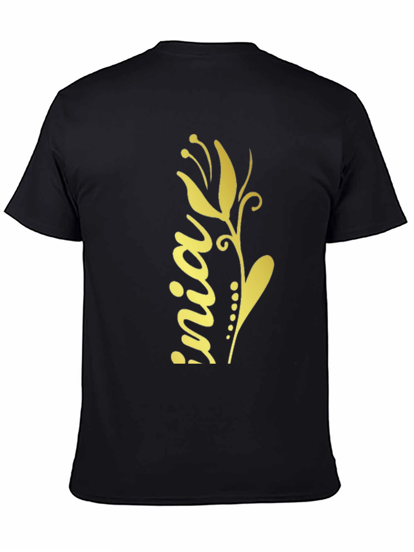 Black T-Shirt with Floral Design