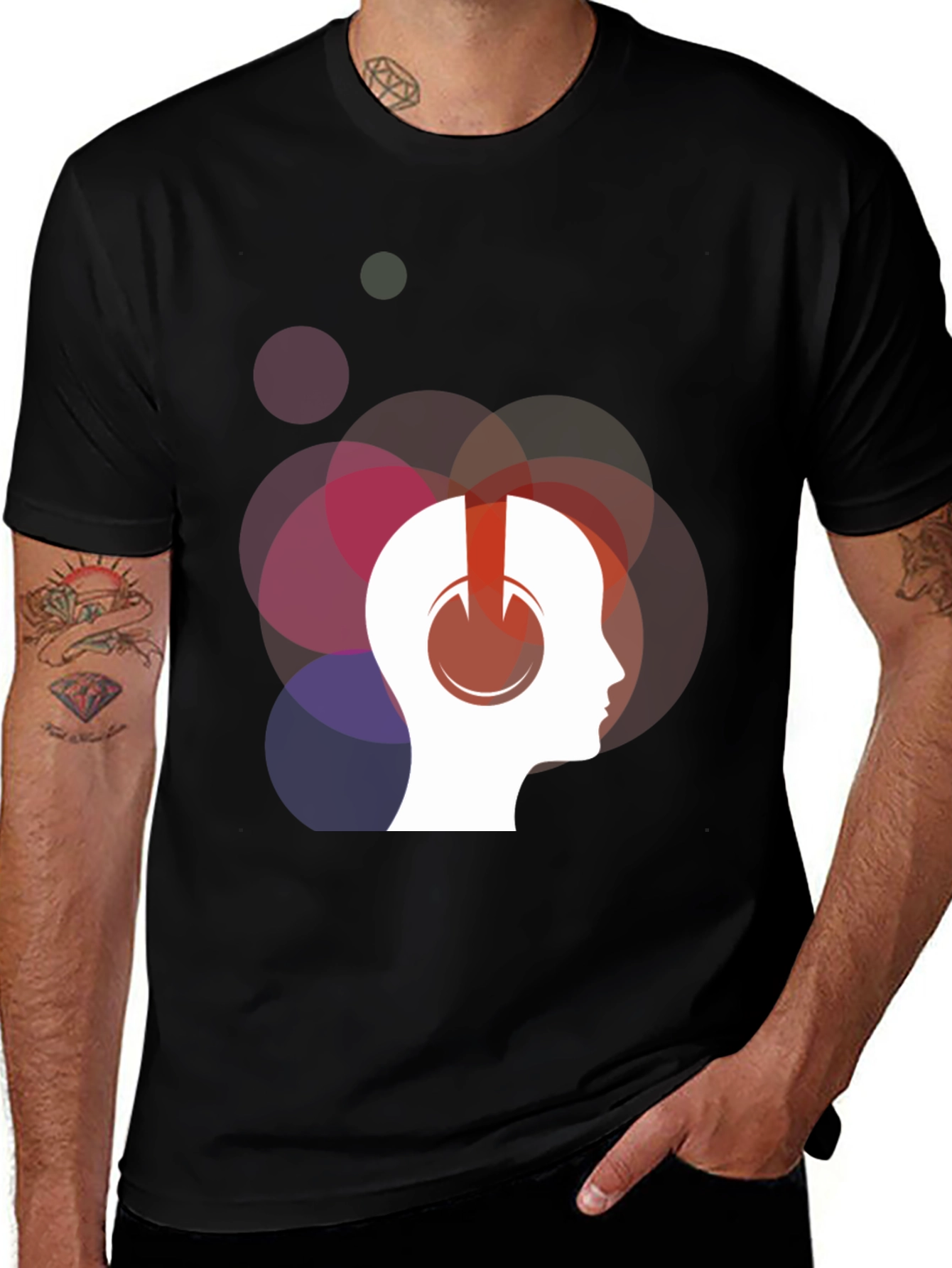 Abstract Headphone Graphic T-Shirt
