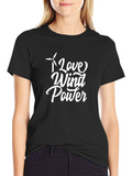 Love Wind Power Graphic Tee - Black Cotton Blend