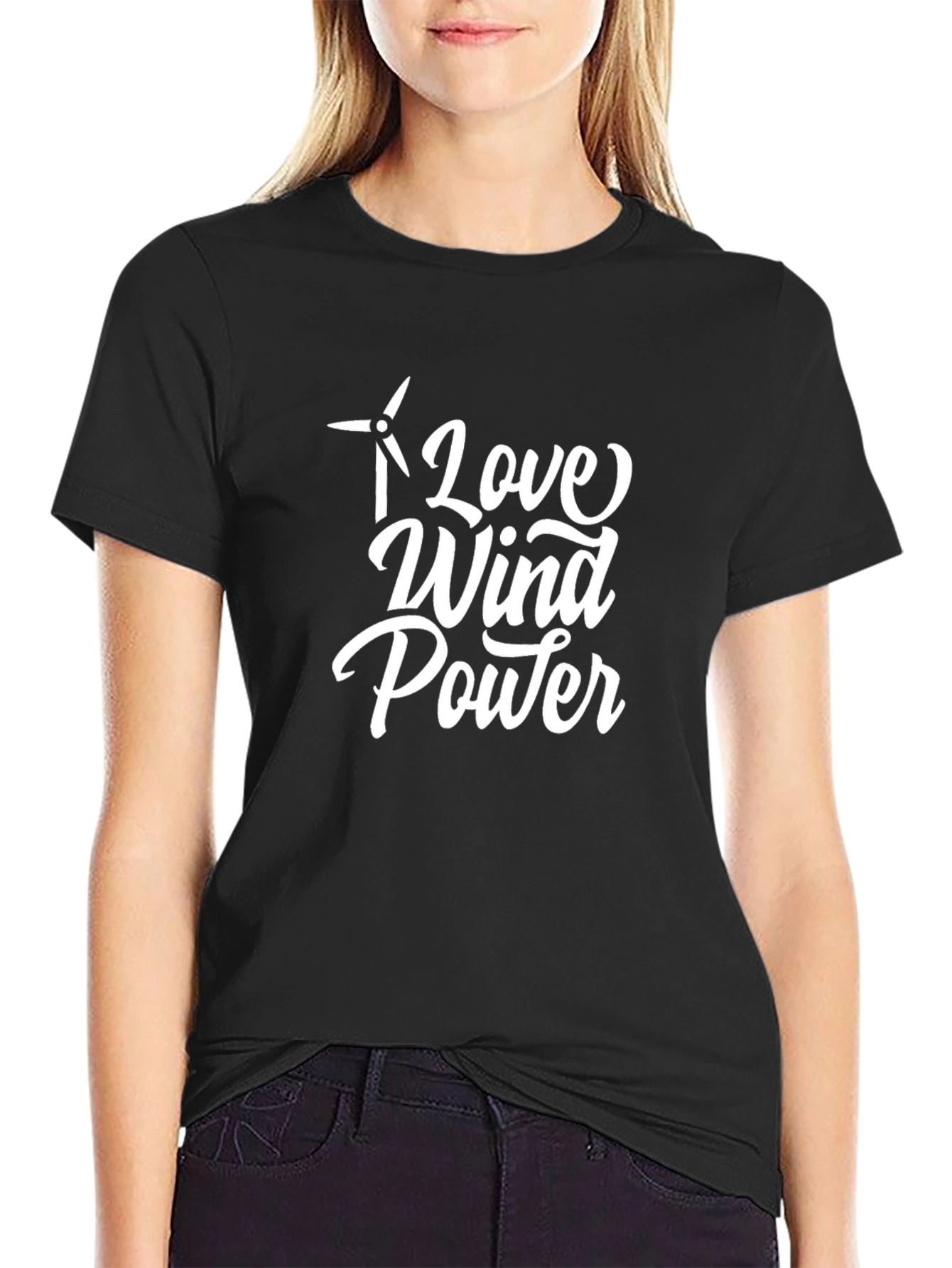 Love Wind Power Graphic Tee - Black Cotton Blend