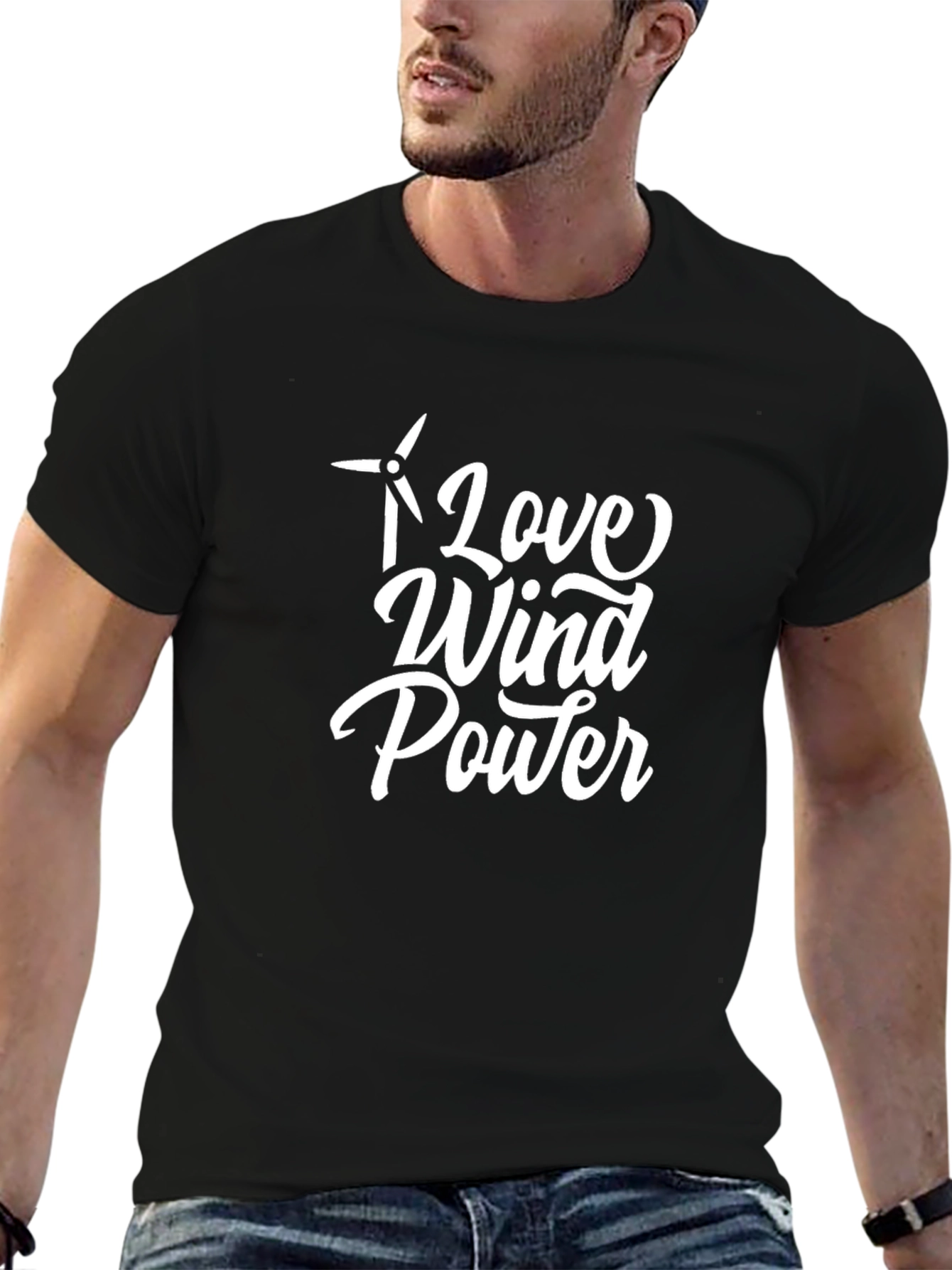 Love Wind Power Graphic Tee - Black Cotton Blend