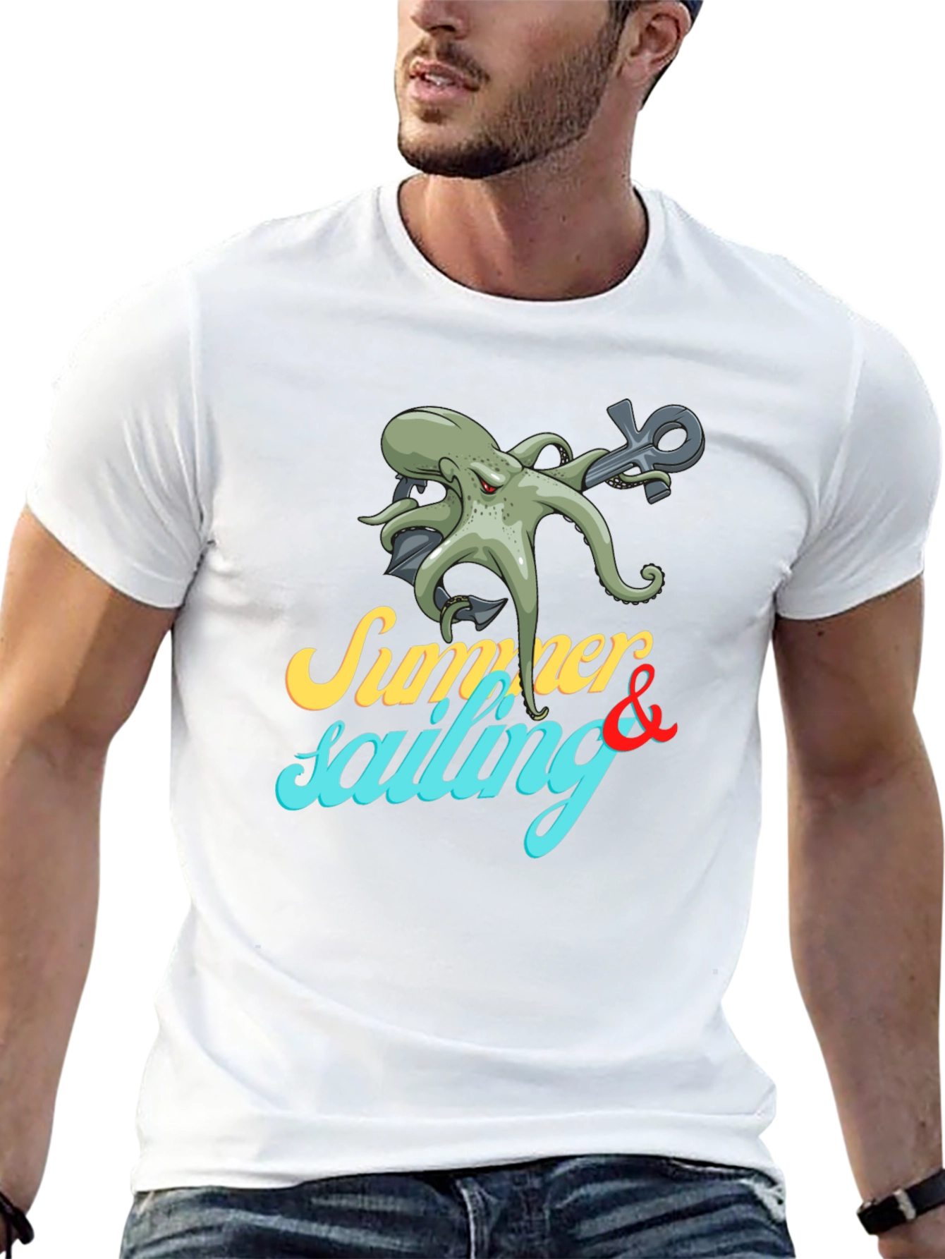 Summer Sailing Octopus Graphic Tee