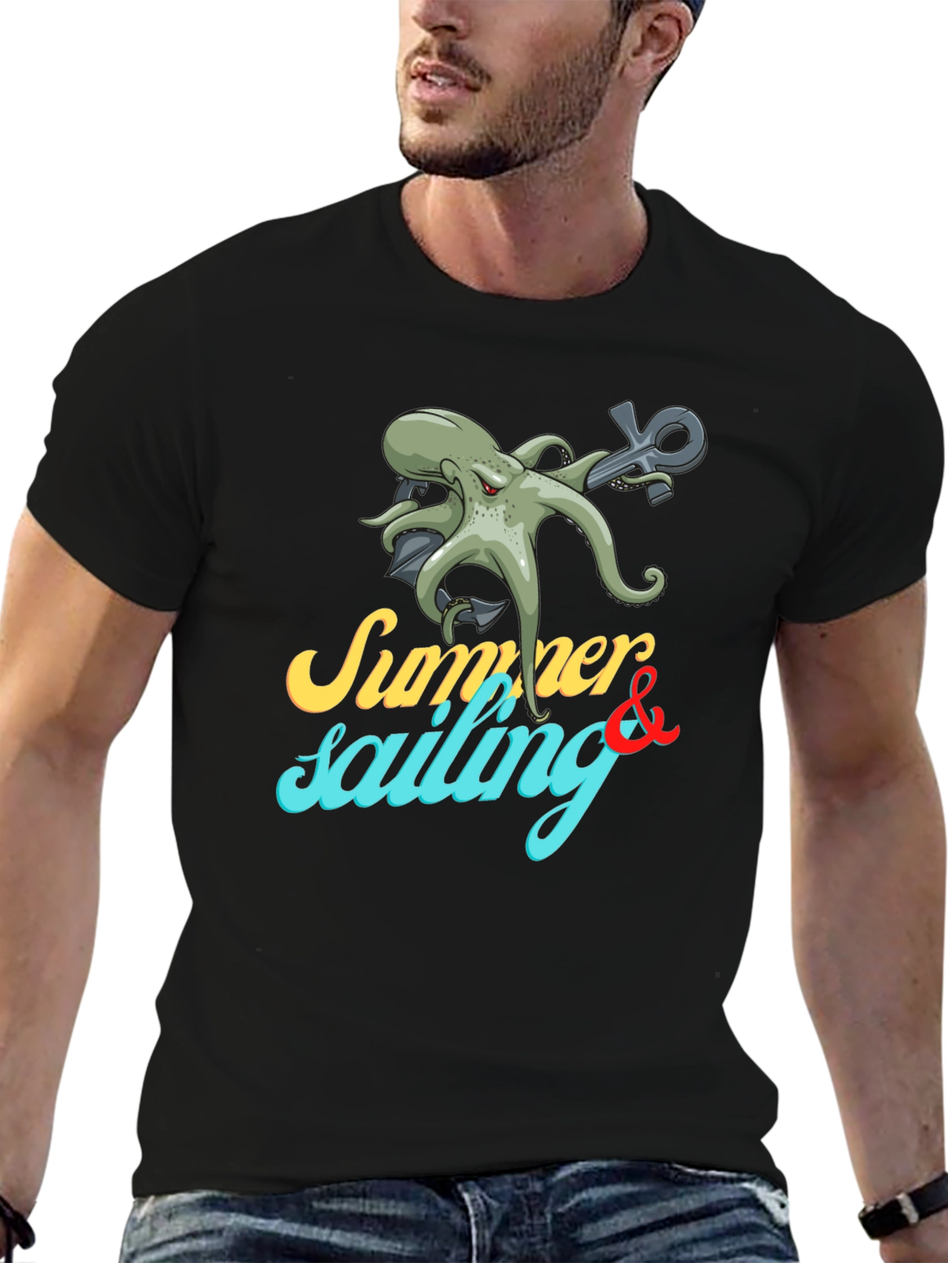 Summer Sailing Octopus Graphic Tee