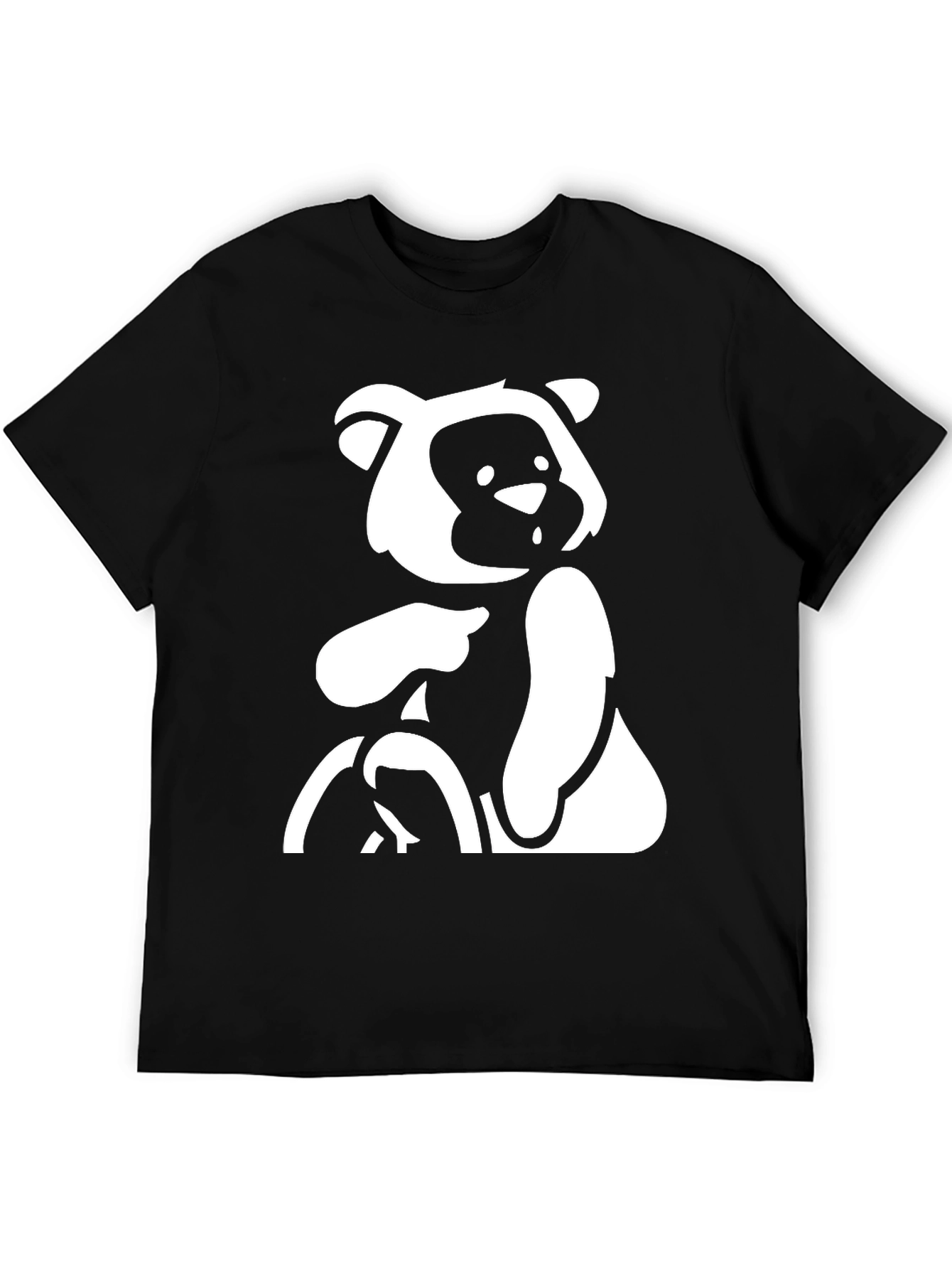 Black T-Shirt with Bear Graphic