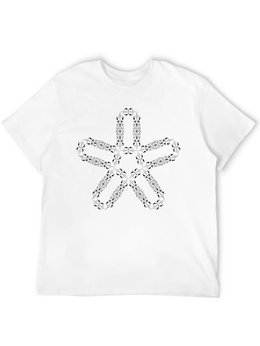 Abstract Star Pattern Black T-Shirt