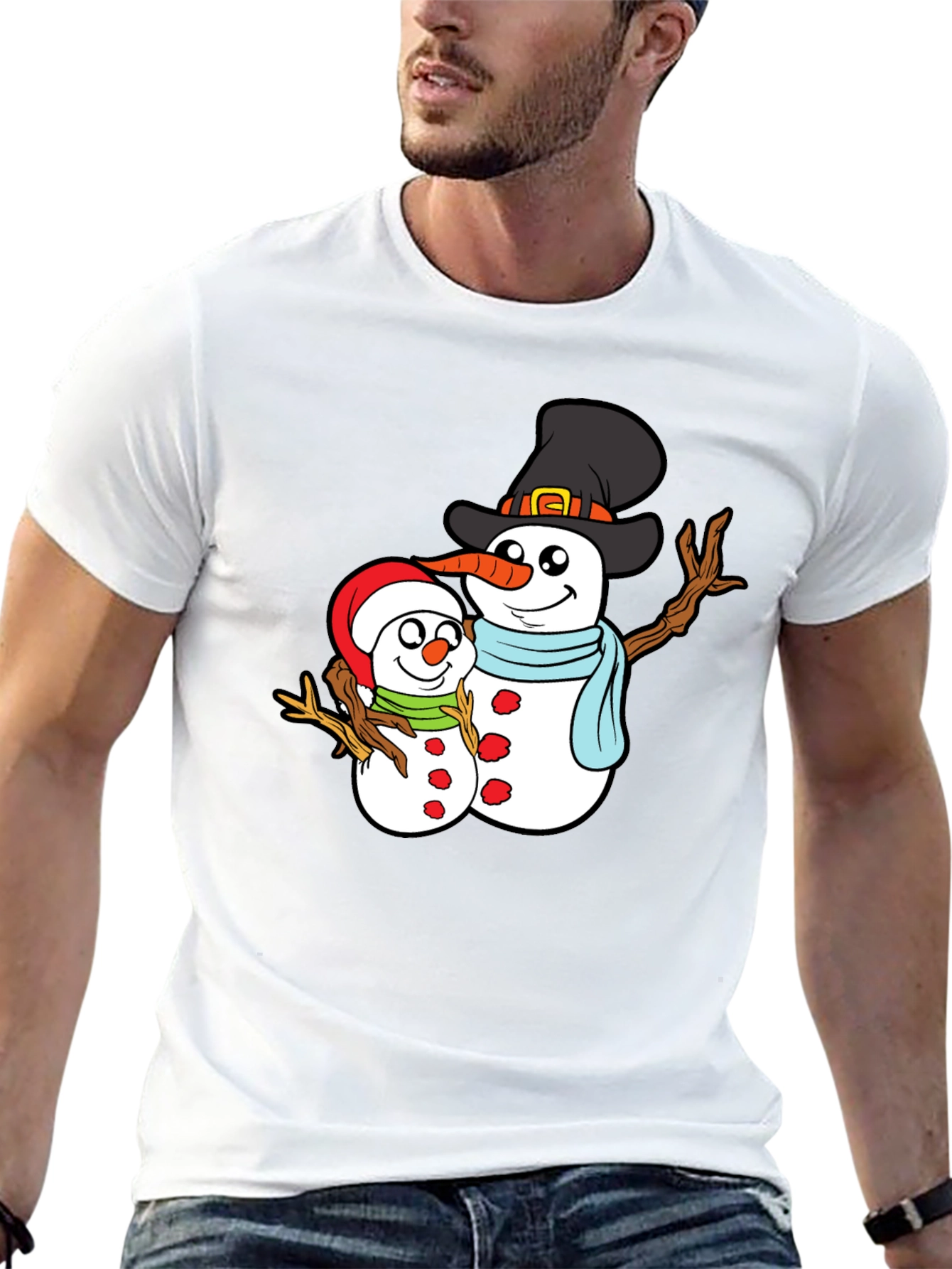 Snowman Family Graphic T-Shirt