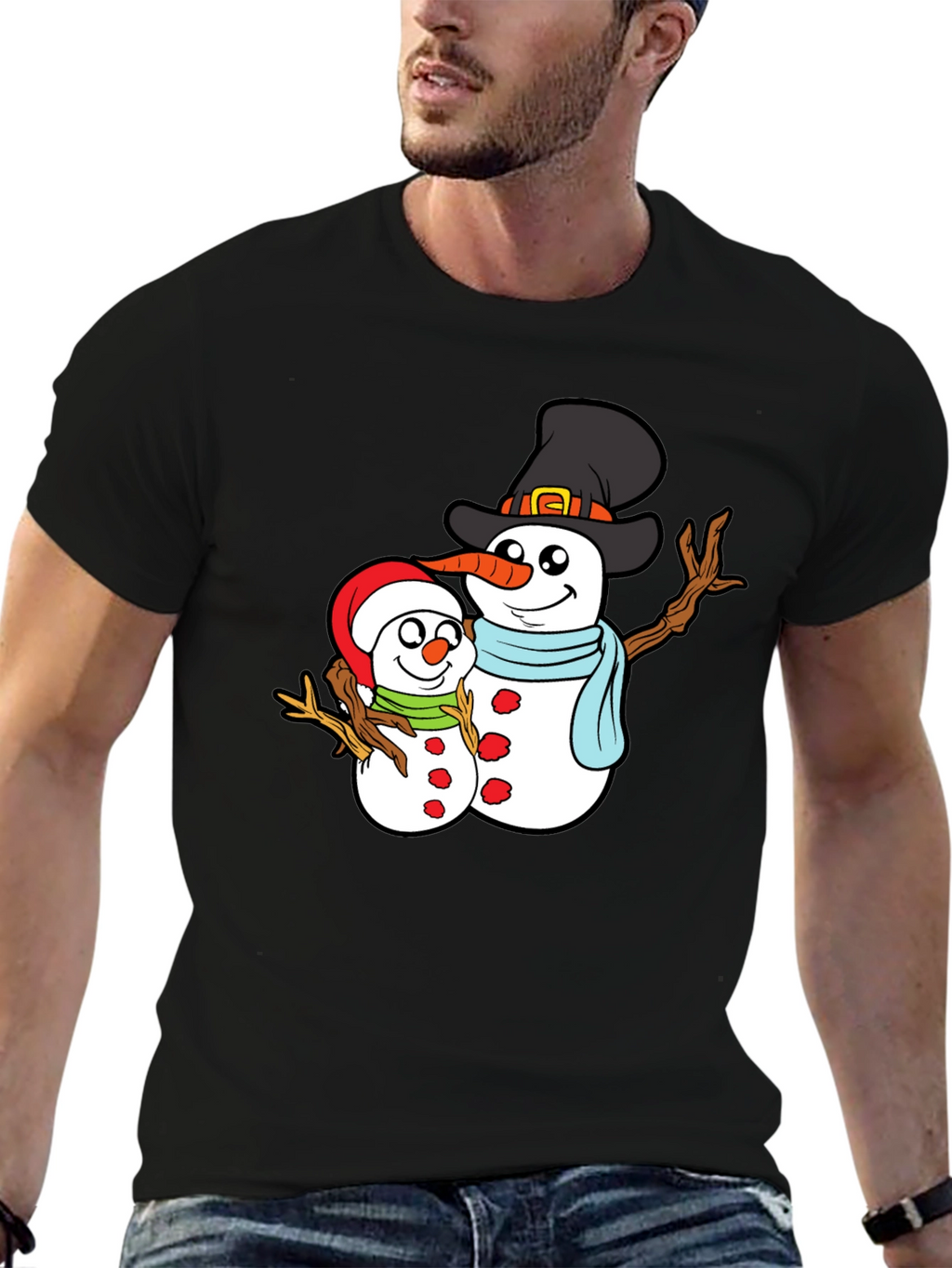 Snowman Family Graphic T-Shirt