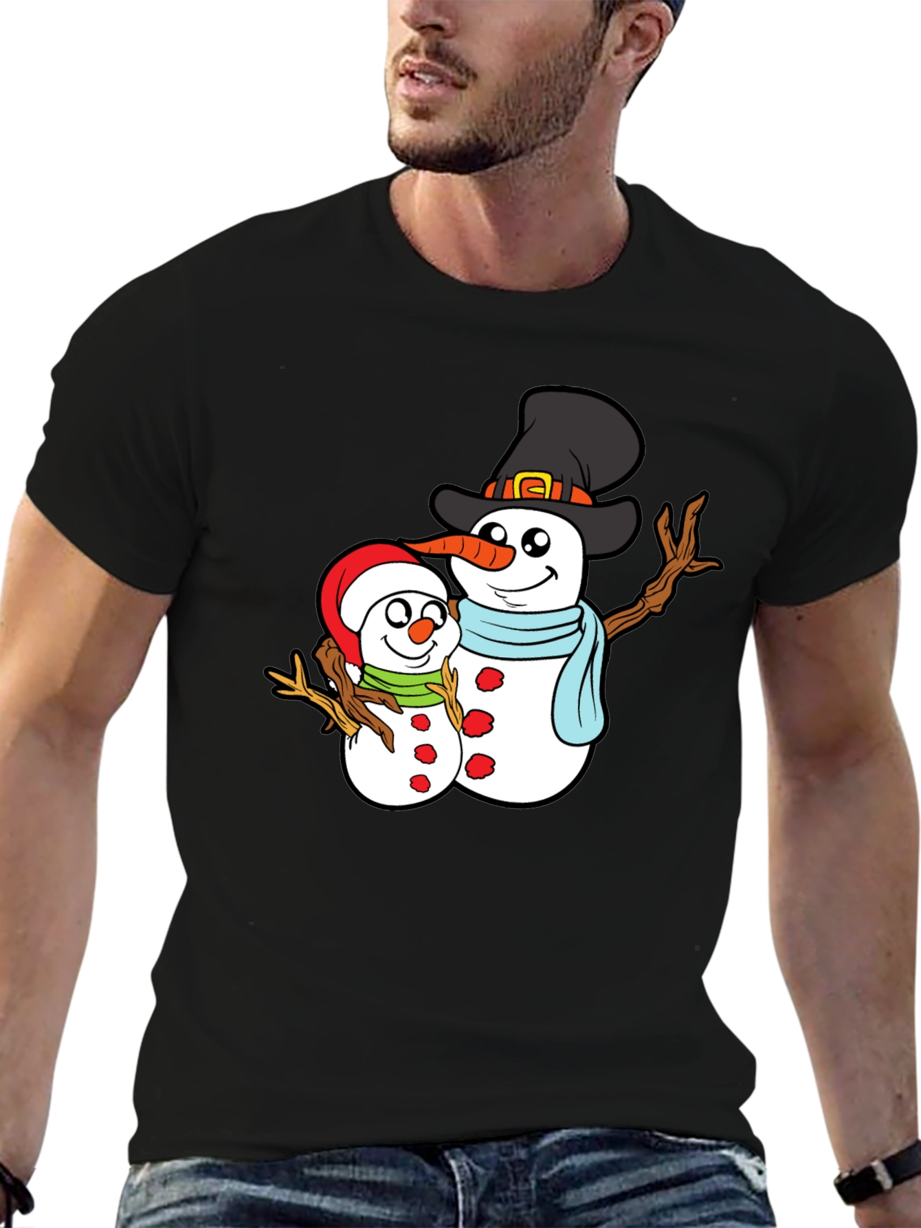 Snowman Family Graphic T-Shirt