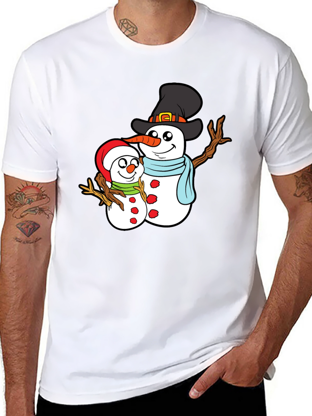 Snowman Family Graphic T-Shirt