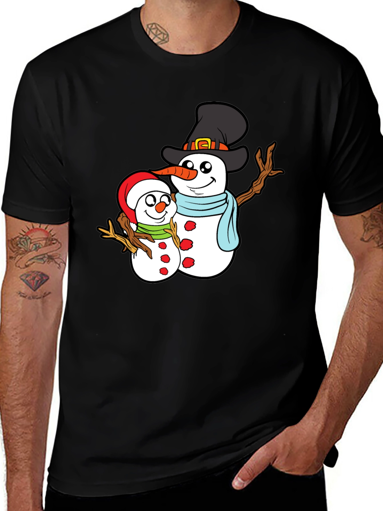 Snowman Family Graphic T-Shirt