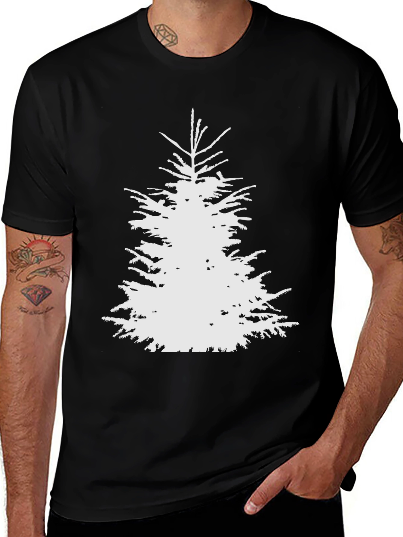 Christmas Tree Graphic Tee - Mens Black T-Shirt