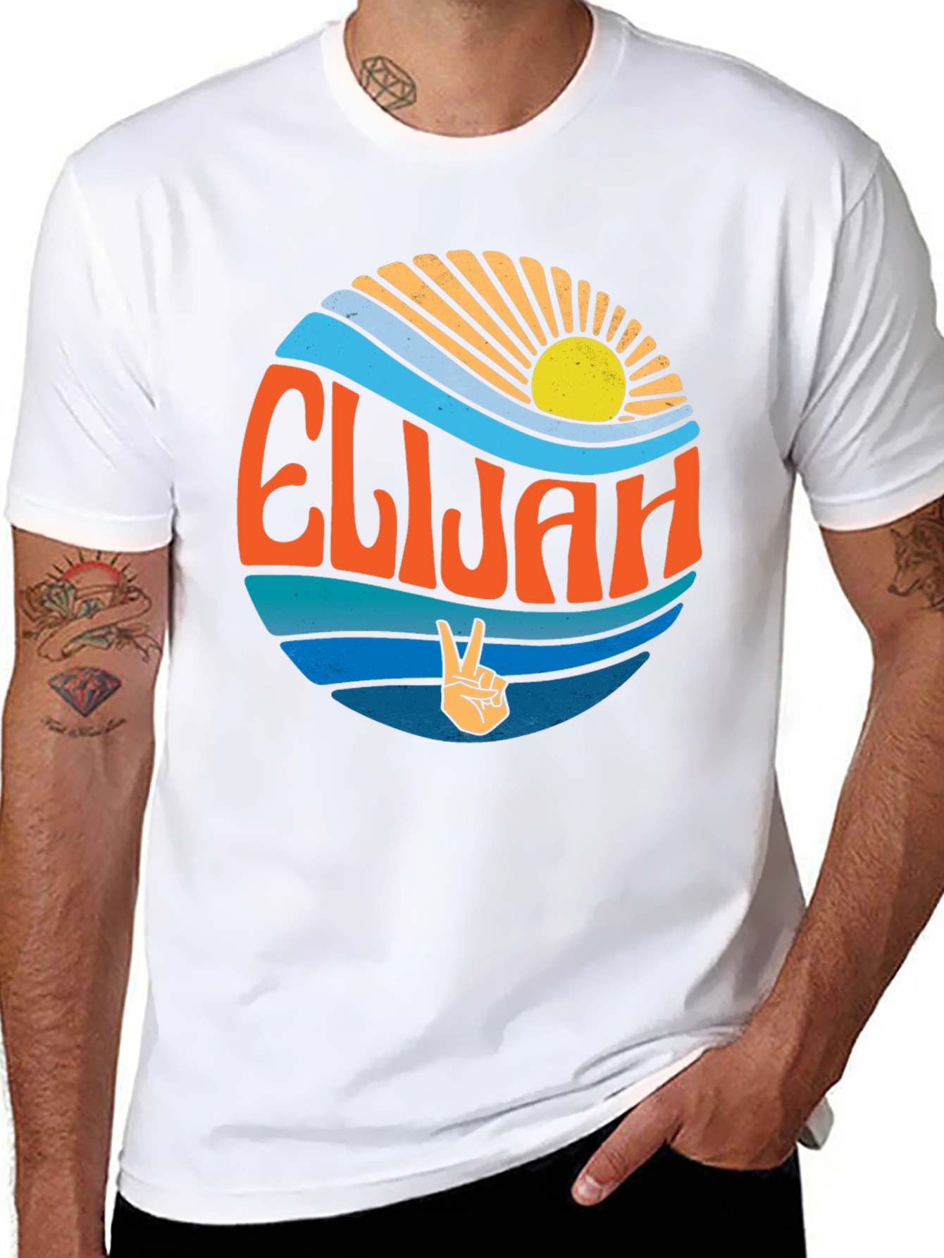 Elijah Retro Wave T-Shirt - Peace & Sun