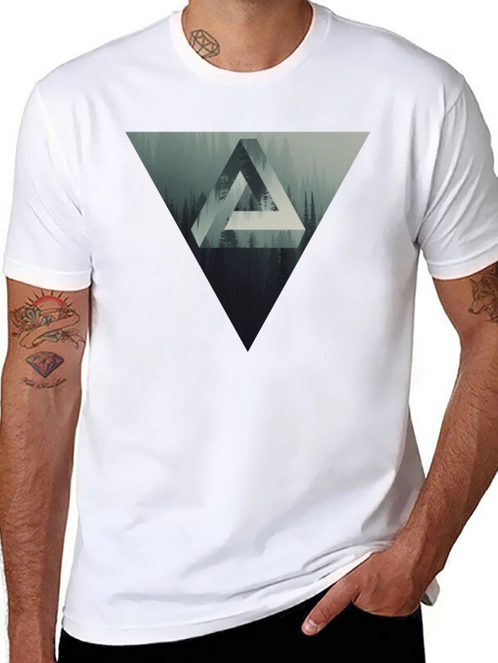 Geometric Forest Graphic T-Shirt