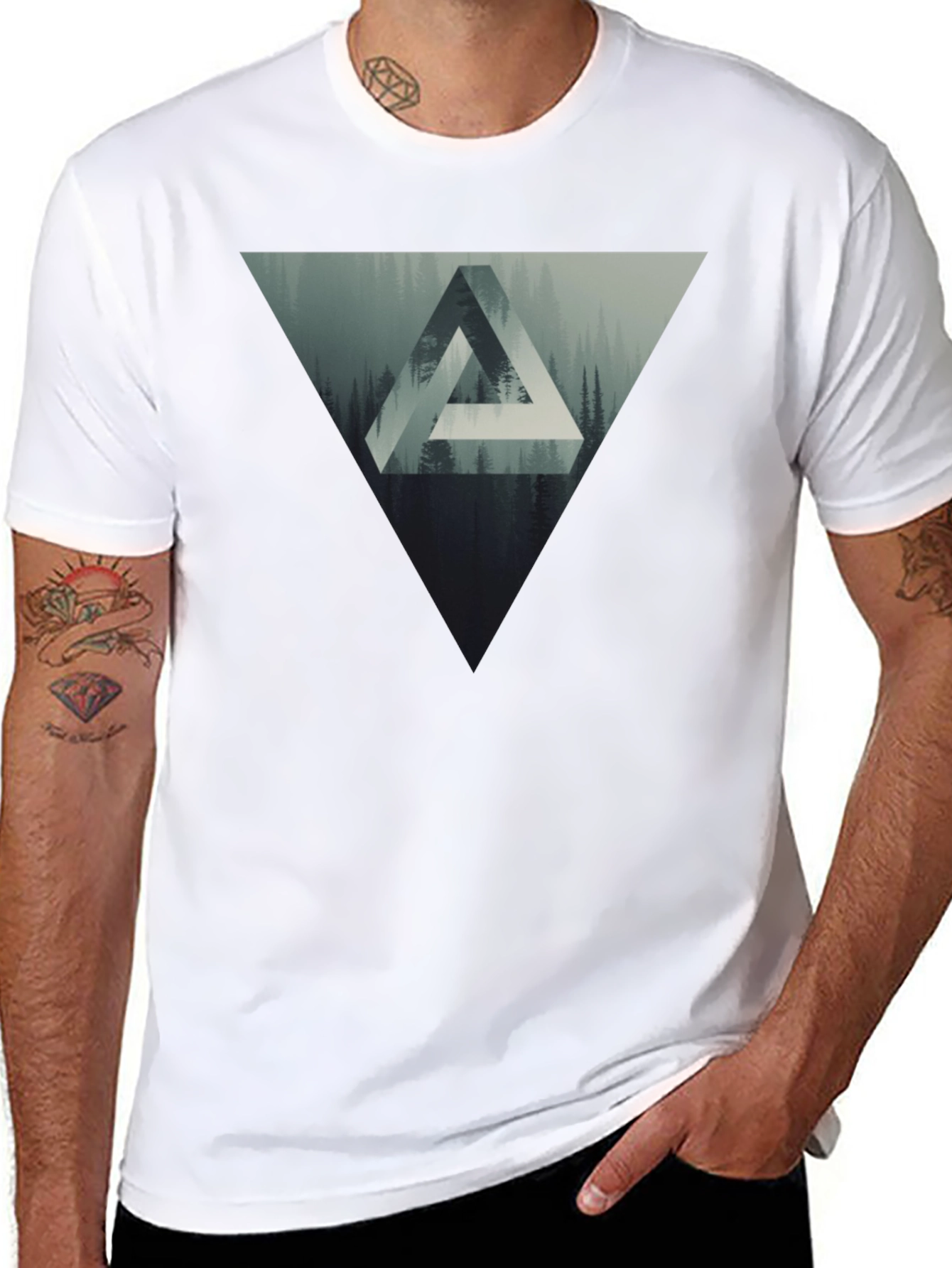 Geometric Forest Graphic T-Shirt