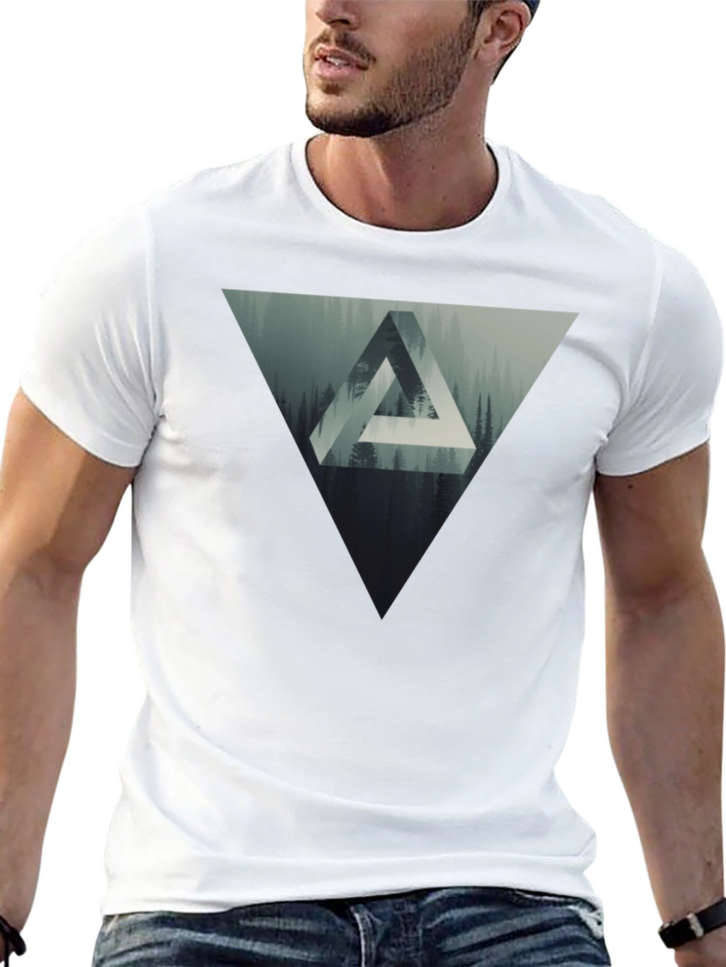 Geometric Forest Graphic T-Shirt