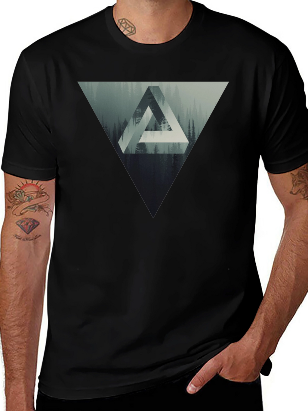 Geometric Forest Graphic T-Shirt