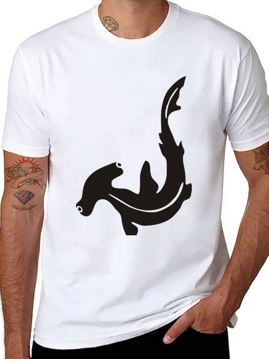 Hammerhead Shark Graphic Tee - Black Cotton Comfort