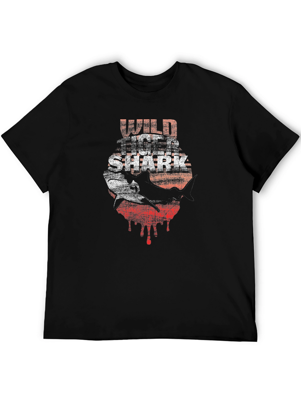 Wild Shark Graphic Print Black T-Shirt