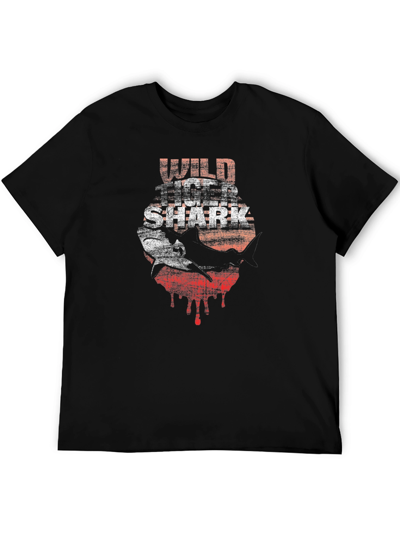 Wild Shark Graphic Print Black T-Shirt
