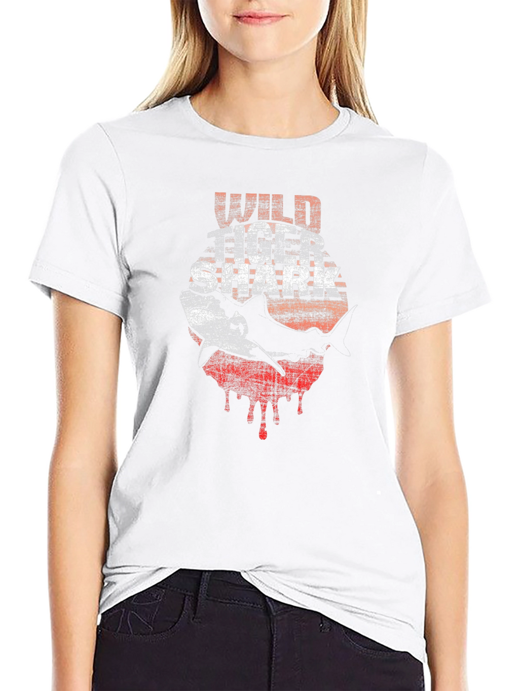 Wild Shark Graphic Print Black T-Shirt