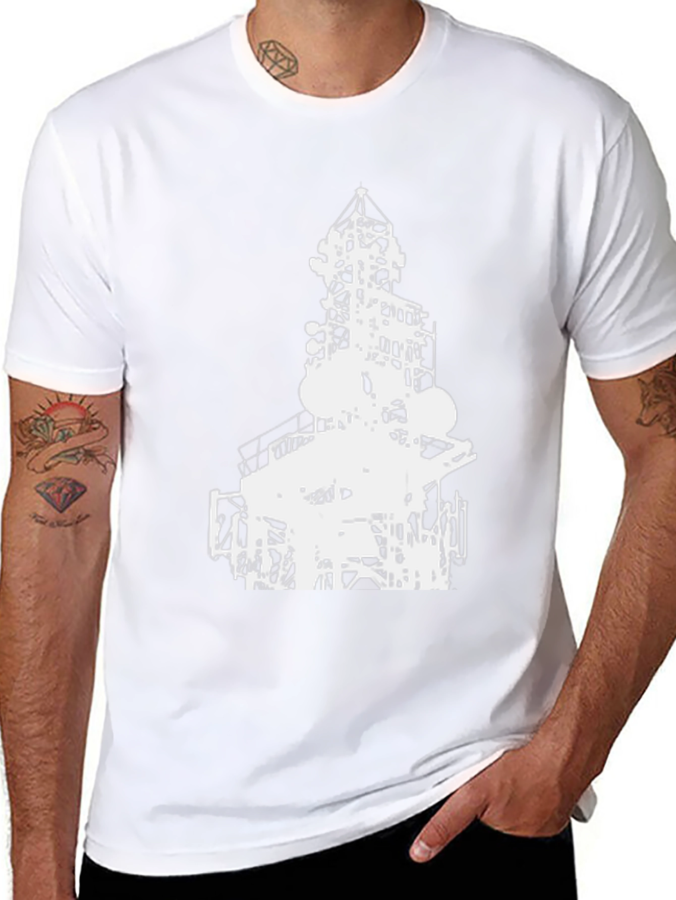 Abstract Tower Graphic Tee - Black
