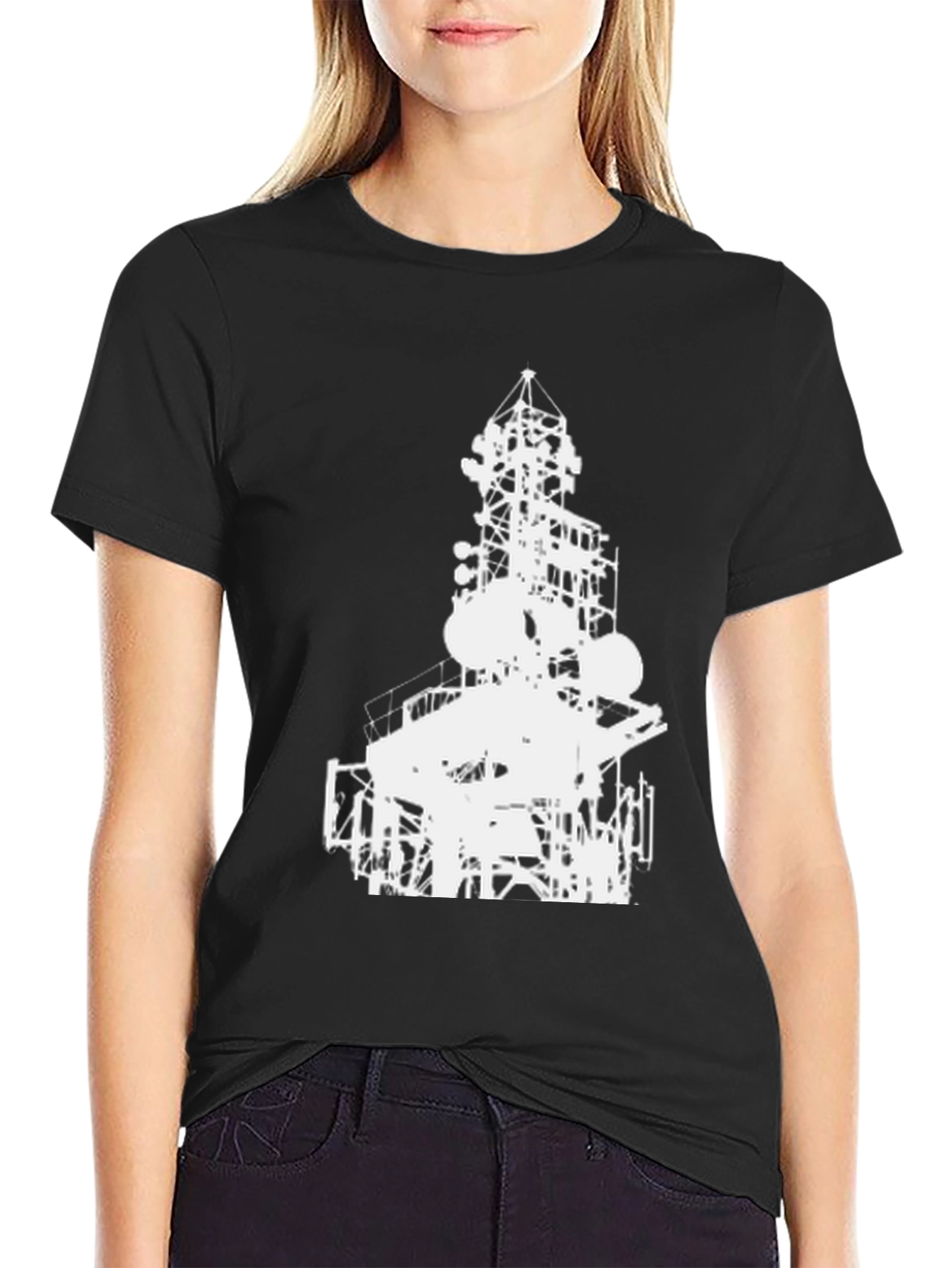 Abstract Tower Graphic Tee - Black