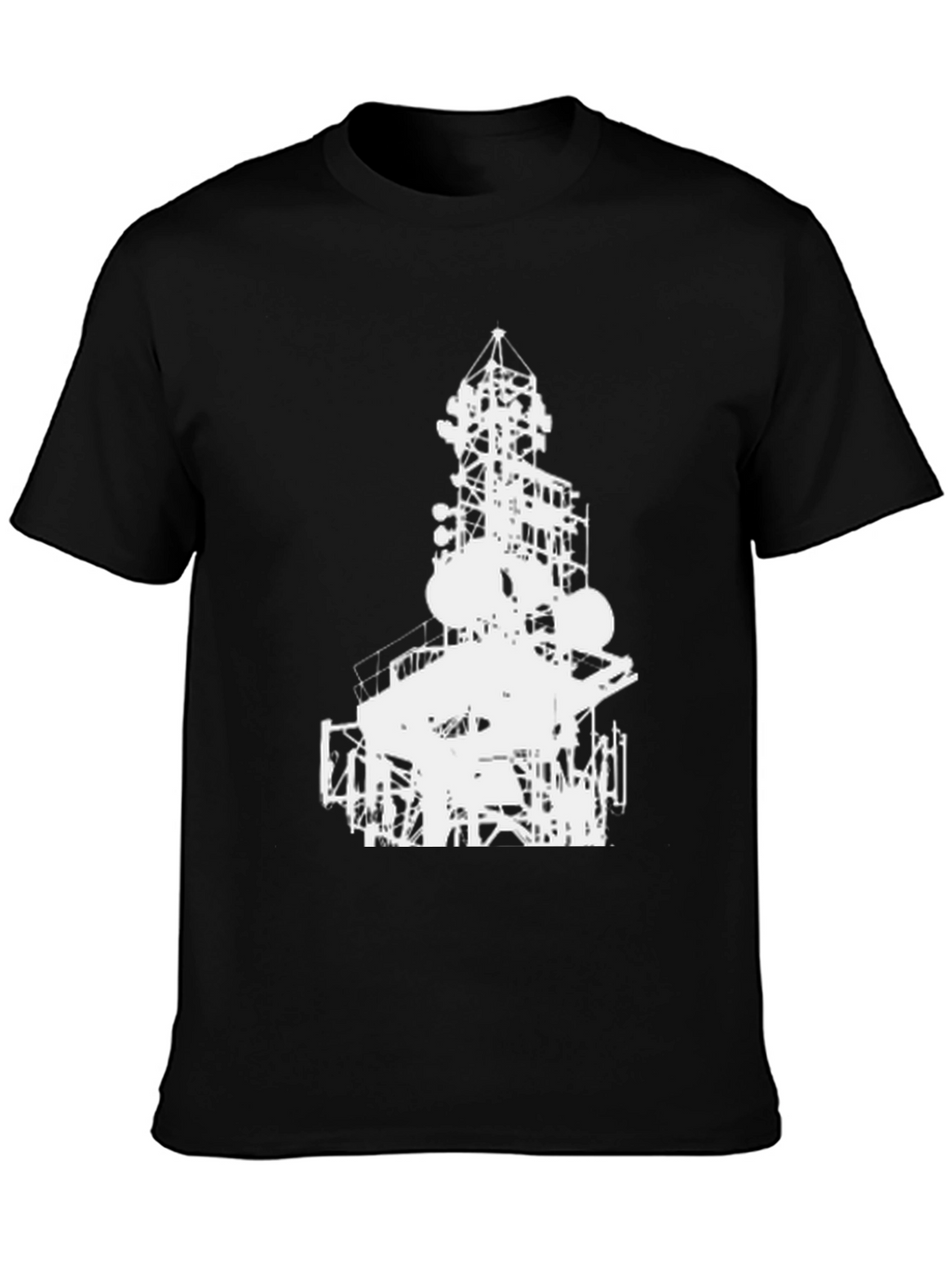 Abstract Tower Graphic Tee - Black