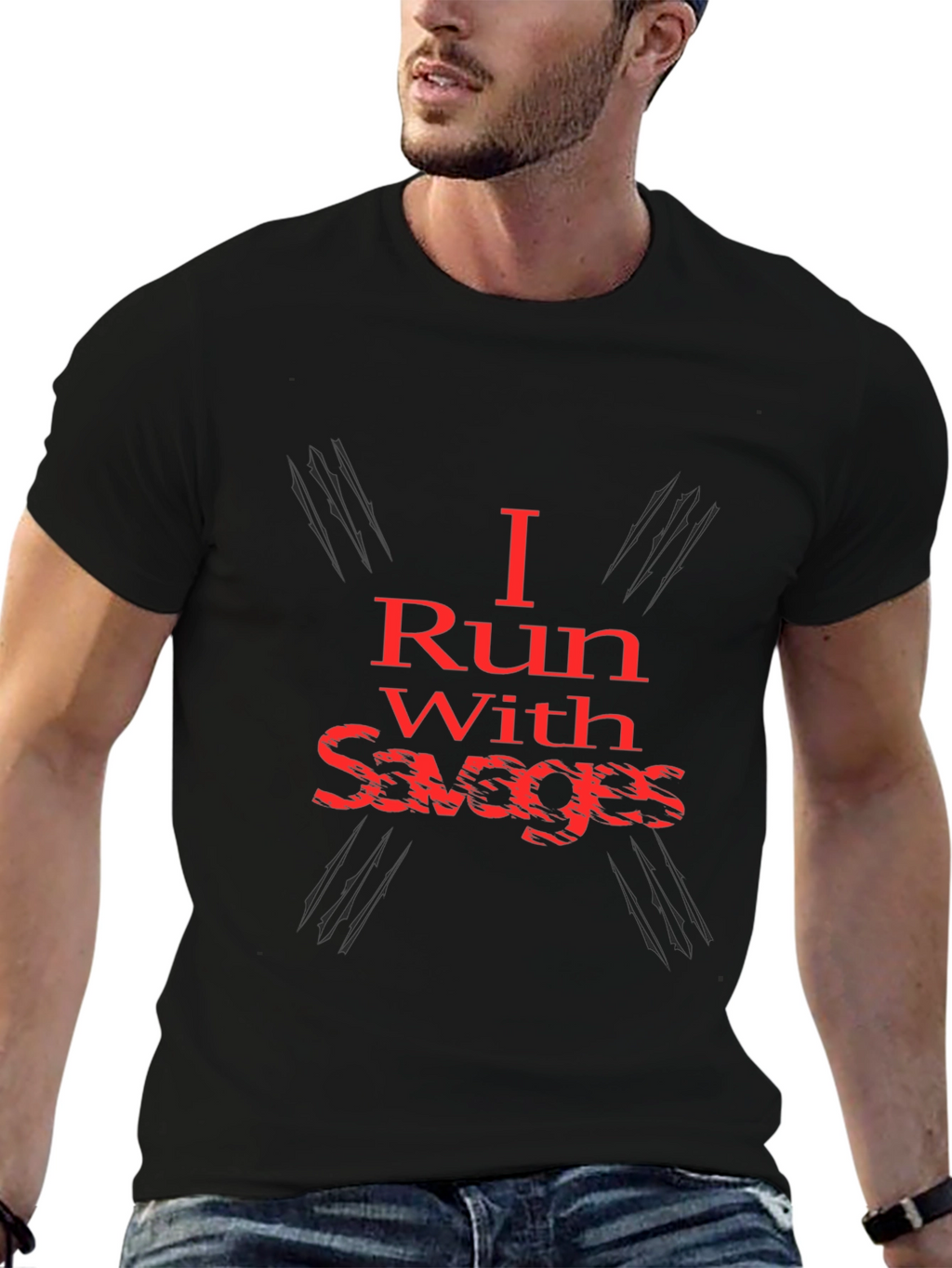I Run With Savages Graphic Tee - Black