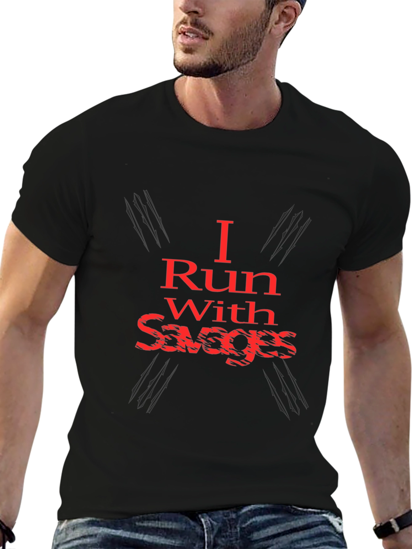 I Run With Savages Graphic Tee - Black