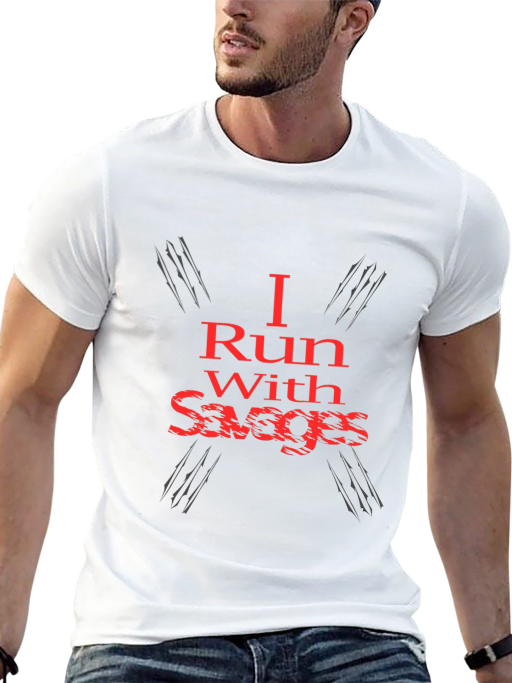 I Run With Savages Graphic Tee - Black