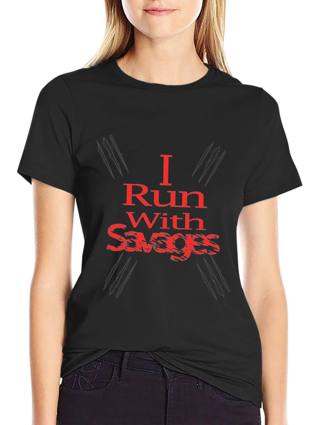 I Run With Savages Graphic Tee - Black