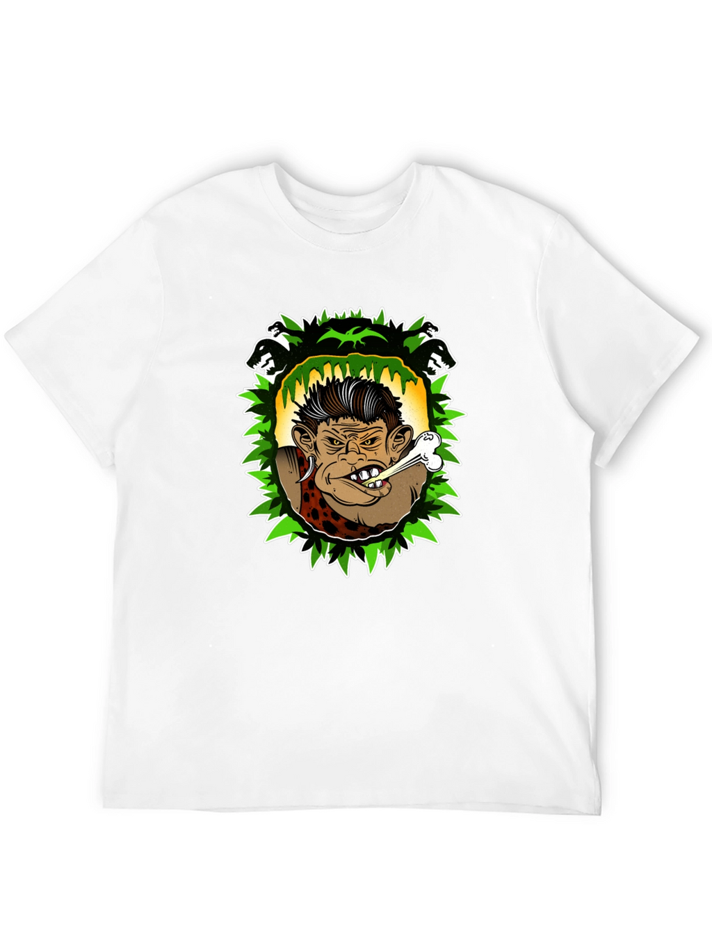 Caveman Cartoon Graphic Black T-Shirt