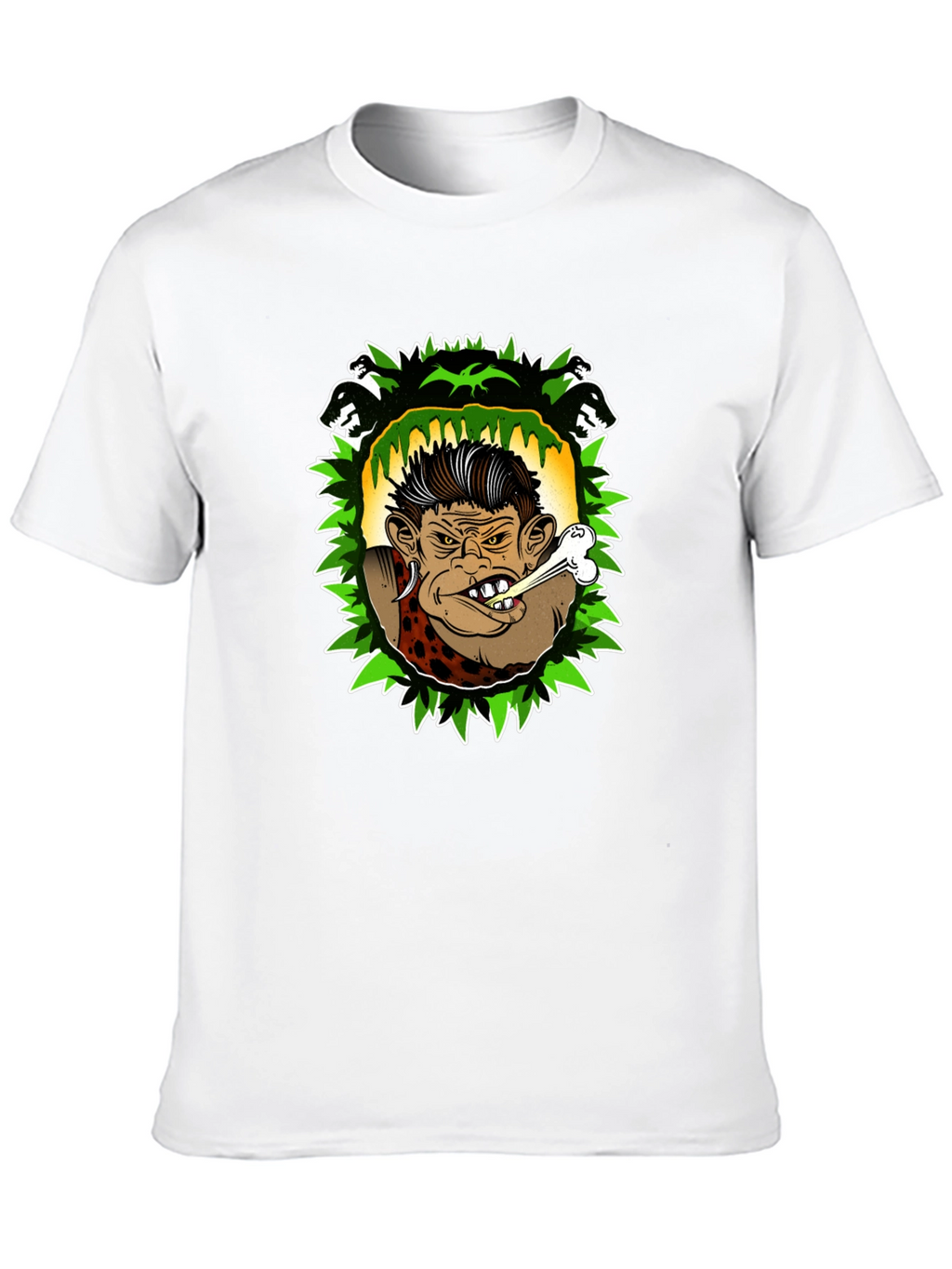 Caveman Cartoon Graphic Black T-Shirt