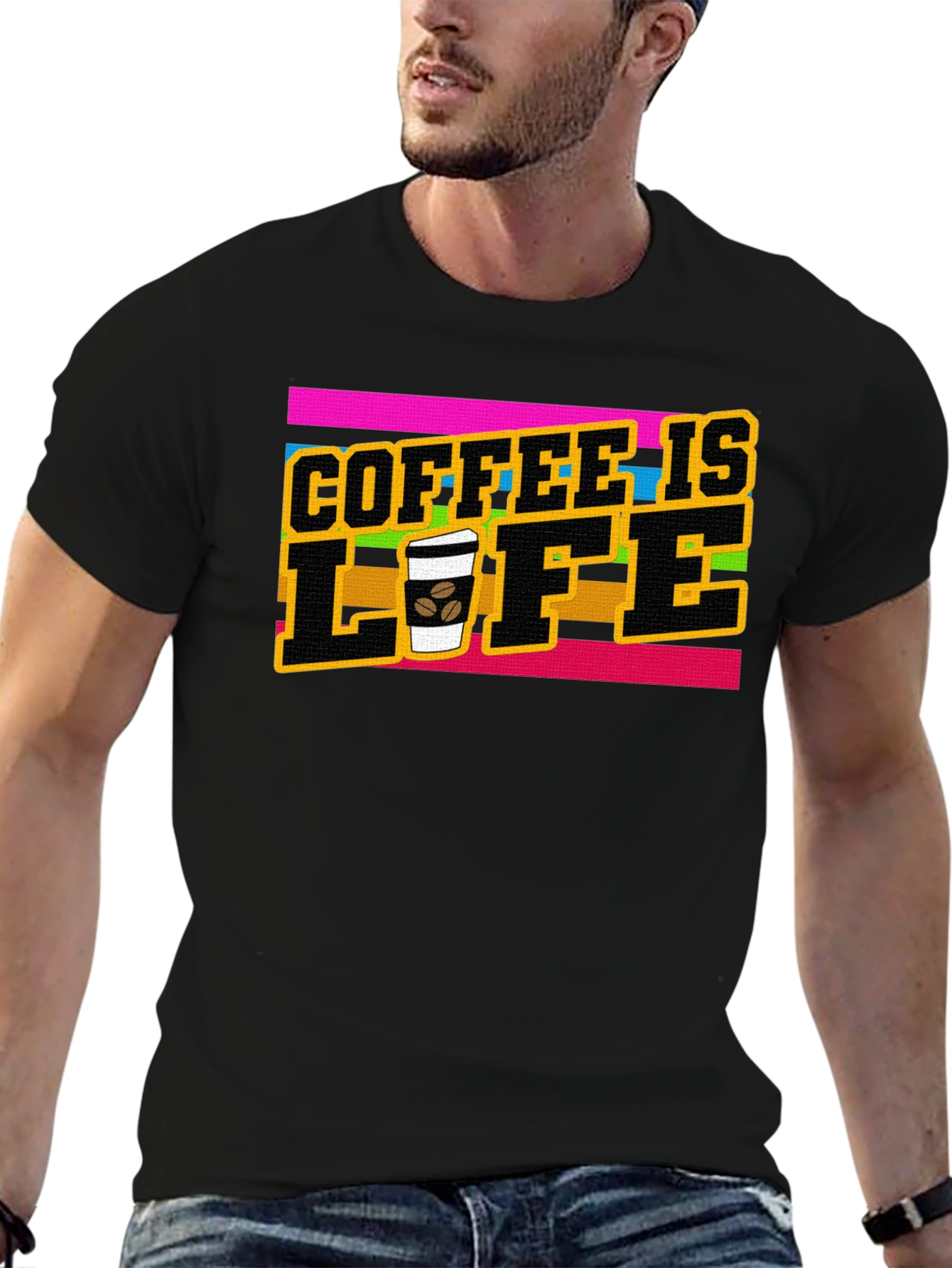 Coffee is Life Graphic Tee - Black
