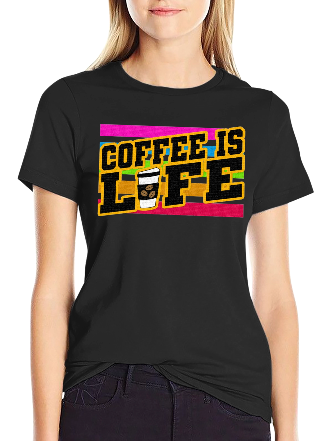 Coffee is Life Graphic Tee - Black