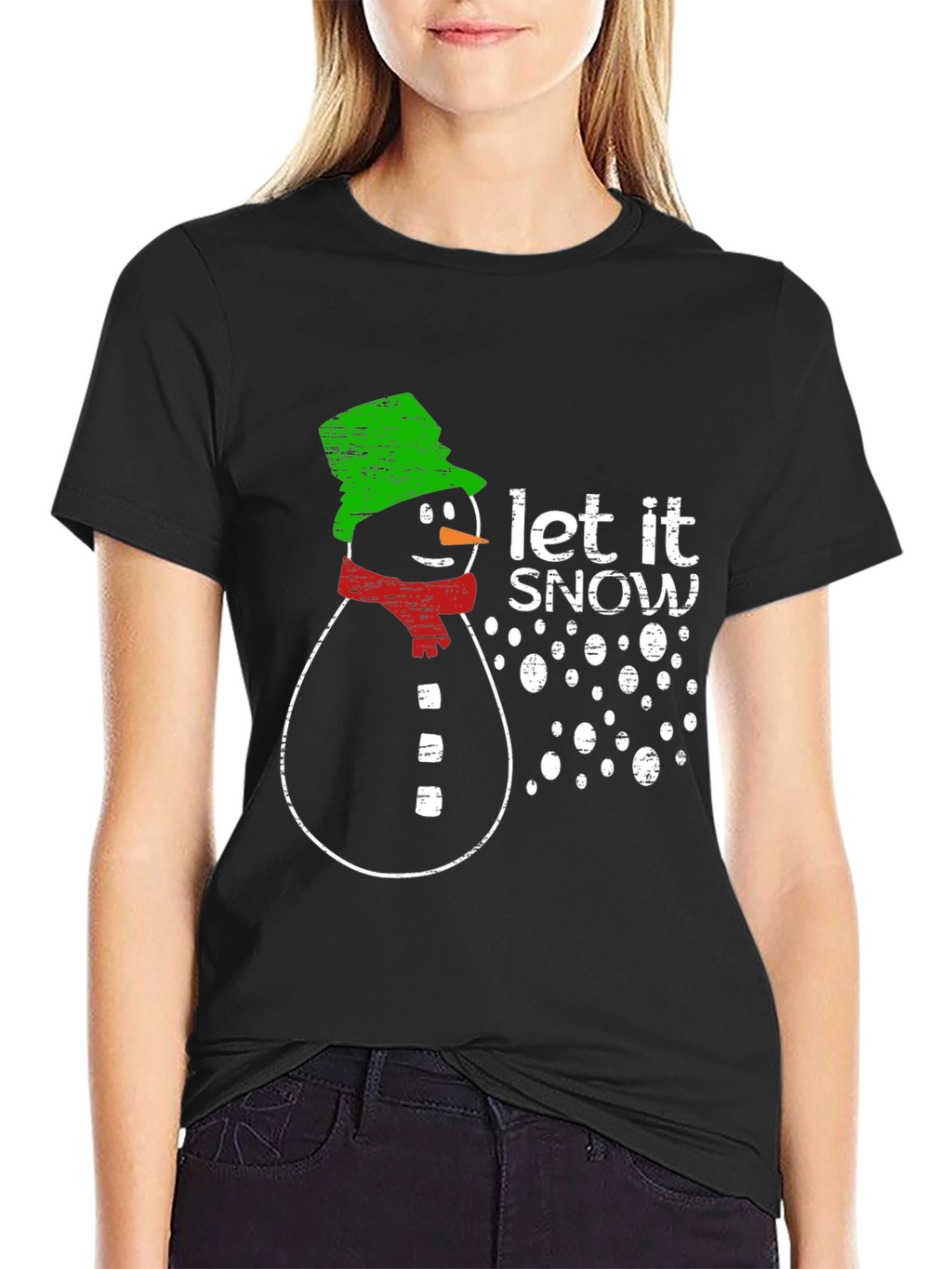 Snowman Let It Snow Graphic Print T-Shirt