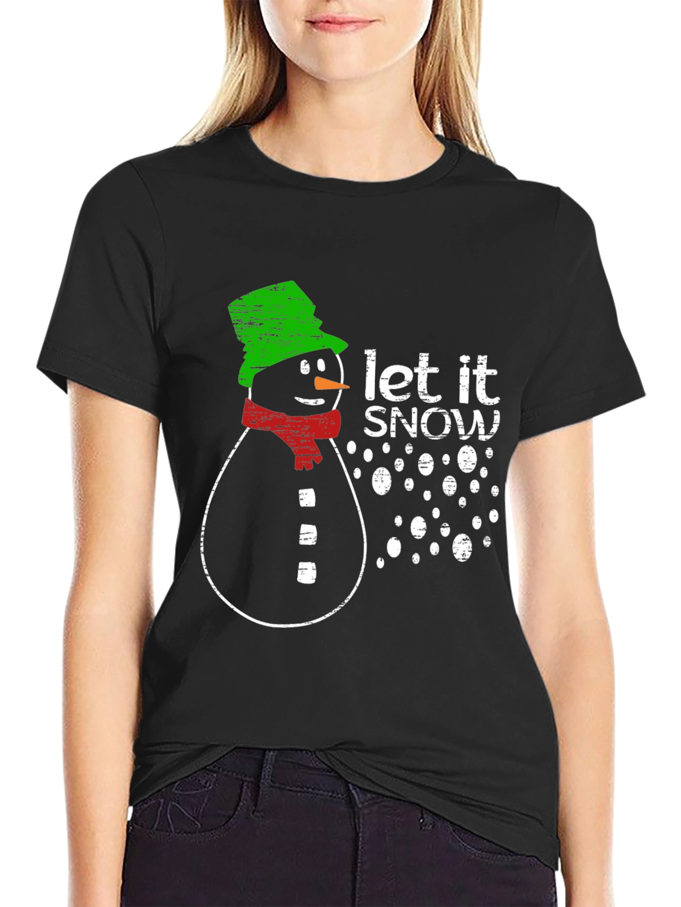 Snowman Let It Snow Graphic Print T-Shirt