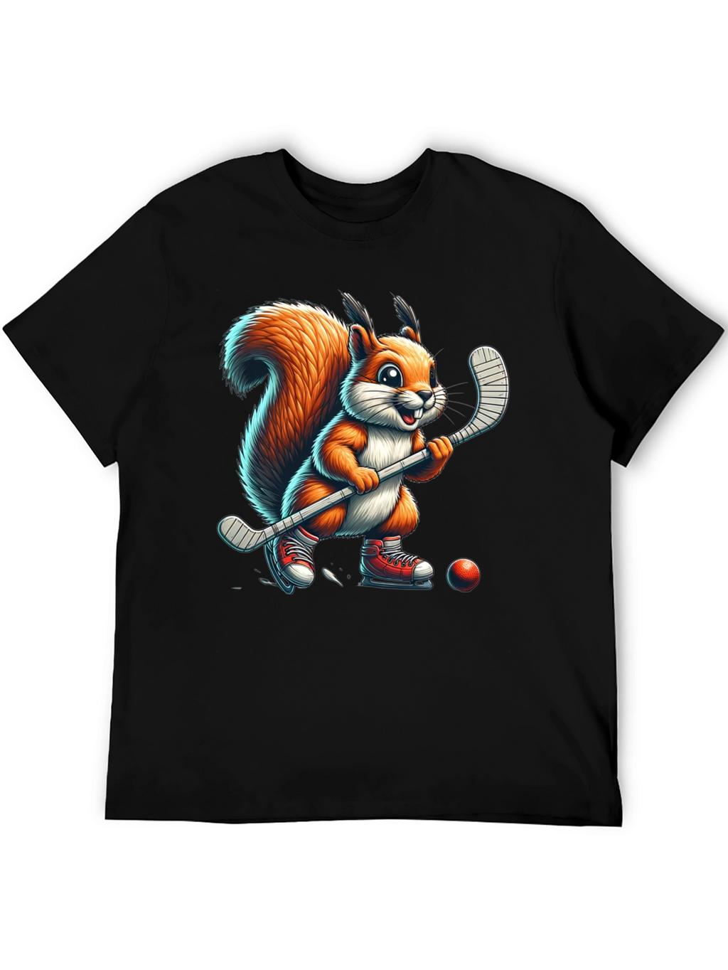 Squirrel Hockey Player Graphic Tee