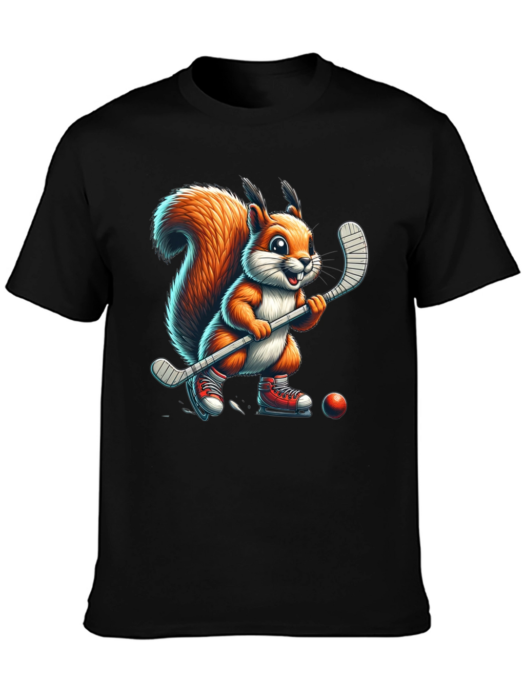 Squirrel Hockey Player Graphic Tee