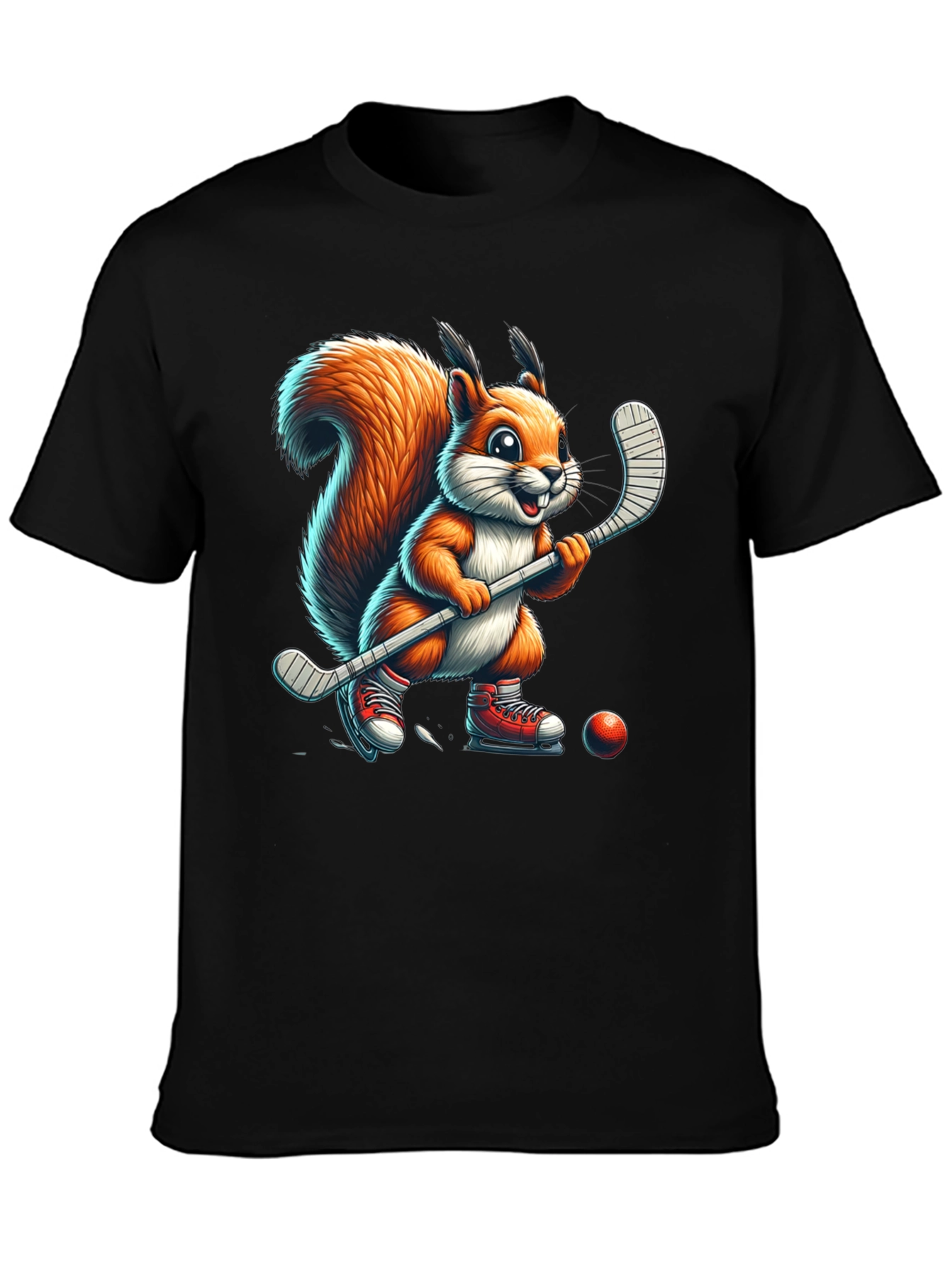 Squirrel Hockey Player Graphic Tee
