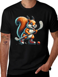 Squirrel Hockey Player Graphic Tee