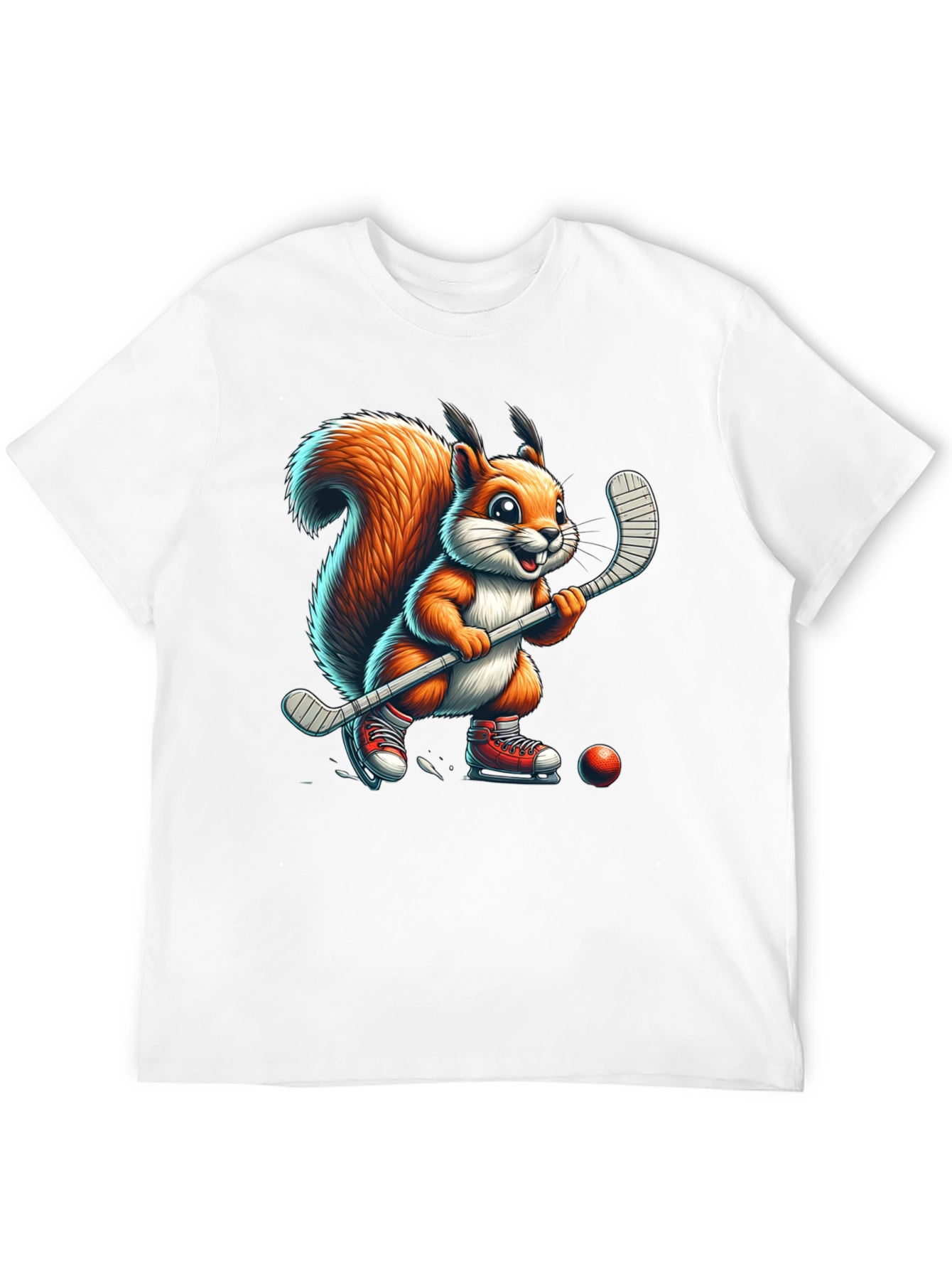 Squirrel Hockey Player Graphic Tee