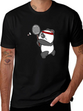 Panda Badminton T-Shirt - Black Cotton Tee